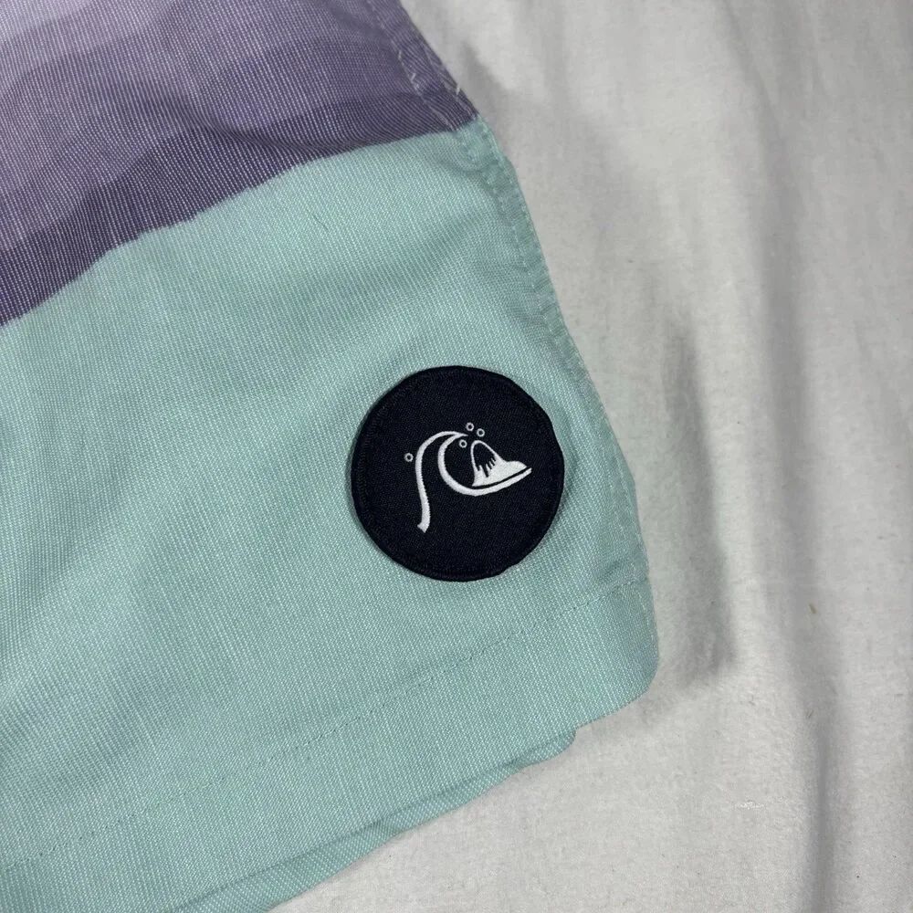 Quiksilver Blue Striped Board Shorts Blue/ Purple/gray Stripes Small